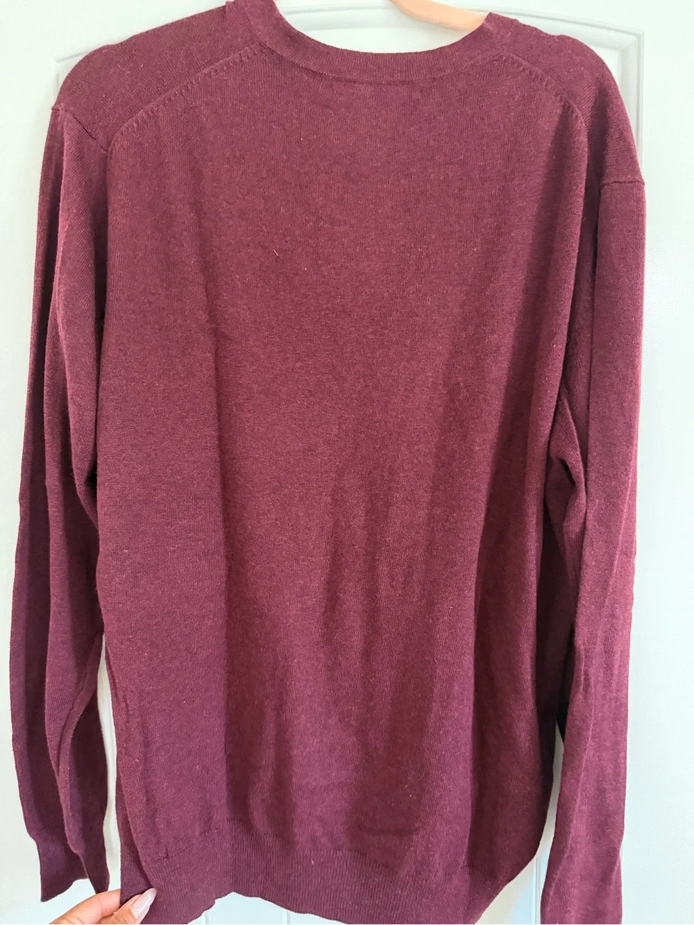 Sebastian Cooper Cotton Cashmere Blend V-Neck Sweater Burgundy Men's Large NWT